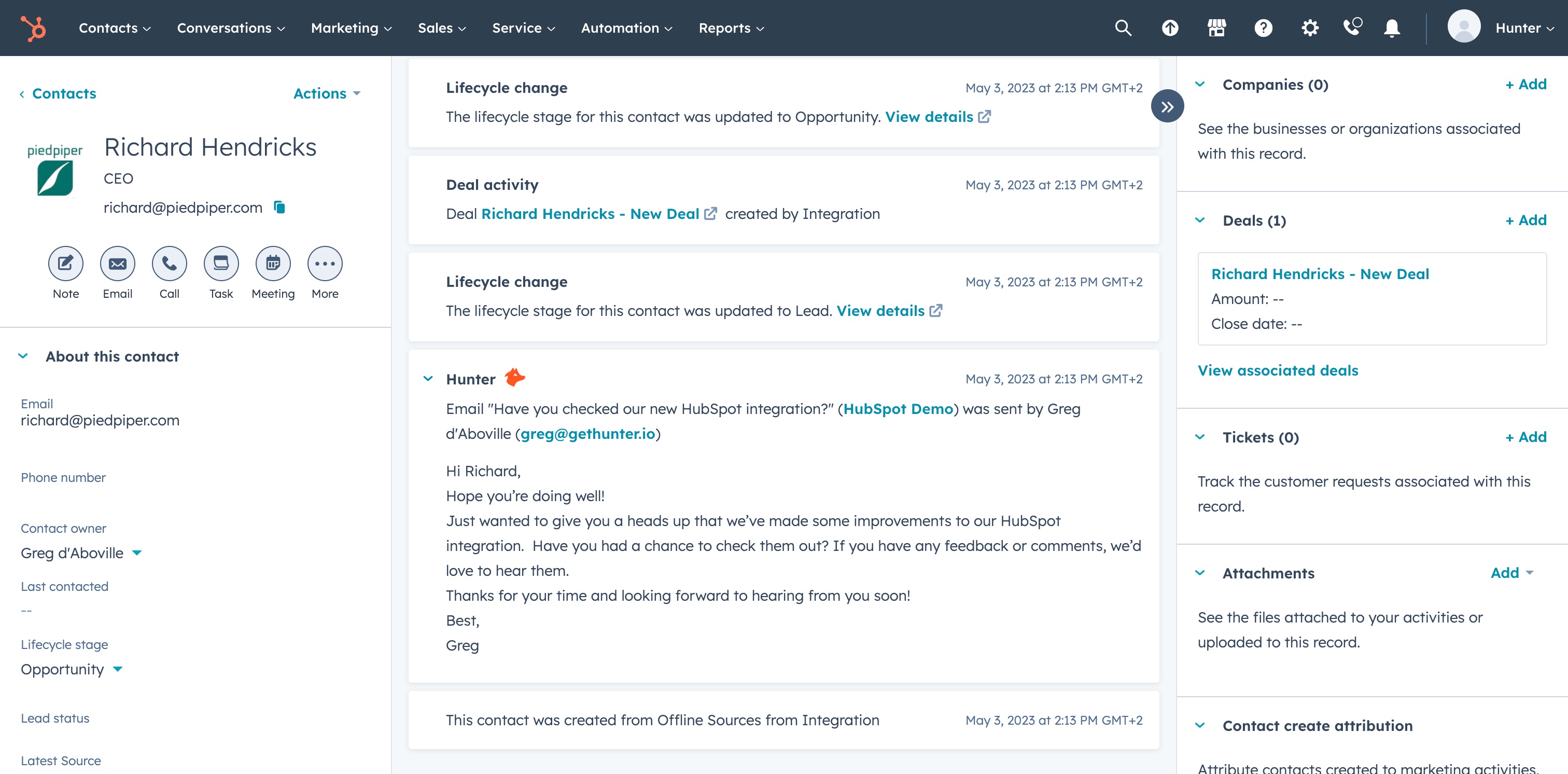 Lead in HubSpot