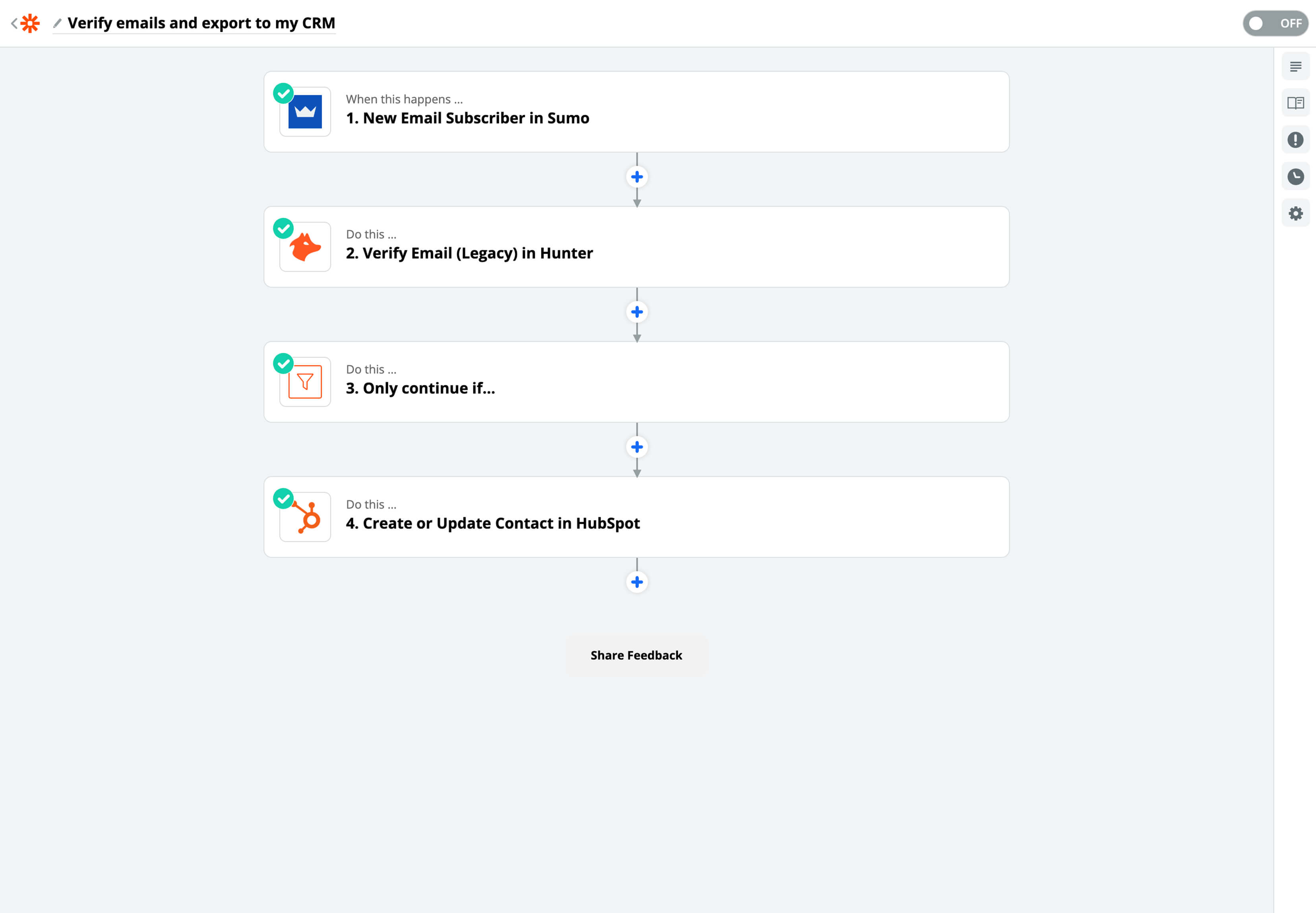 Zap using the Email Verifier
