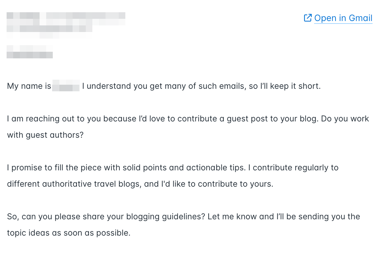 Example of a cold email with an unachievable goal
