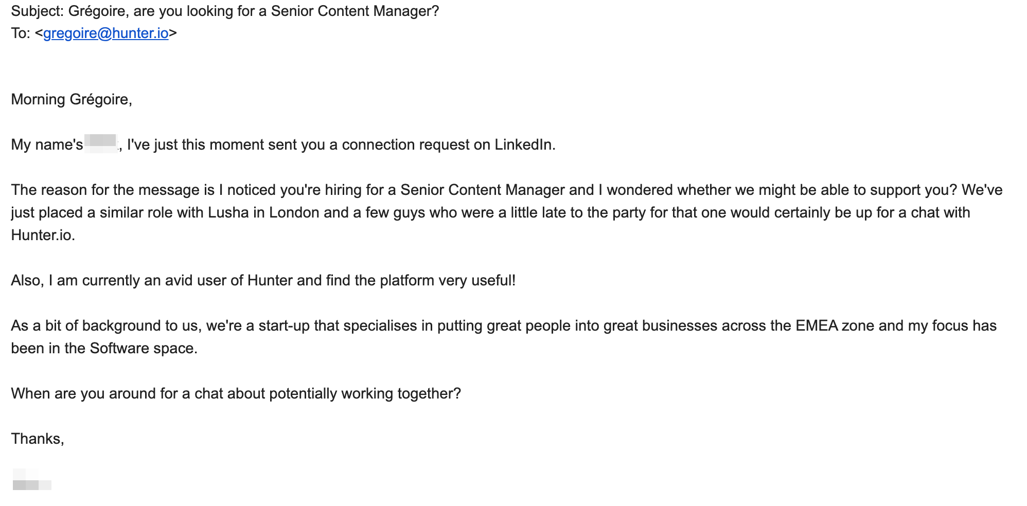 An example of a cold email sent to a narrow ICP with extensive knowledge of the prospect's needs