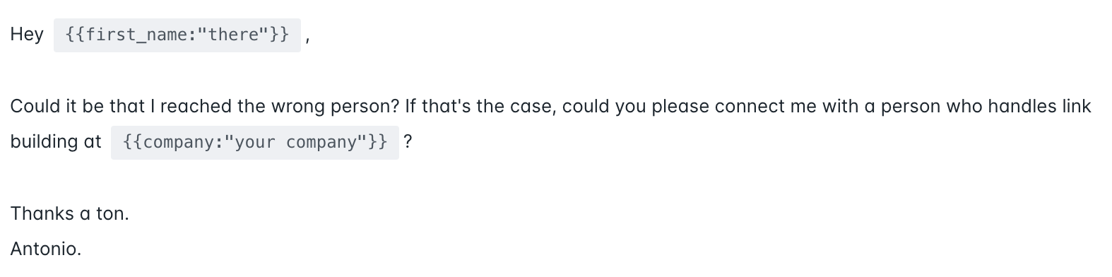 A example of a cold email follow up that provides an alternative CTA