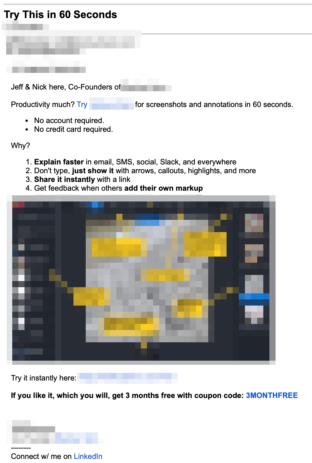 An example of a cold email without a clear goal
