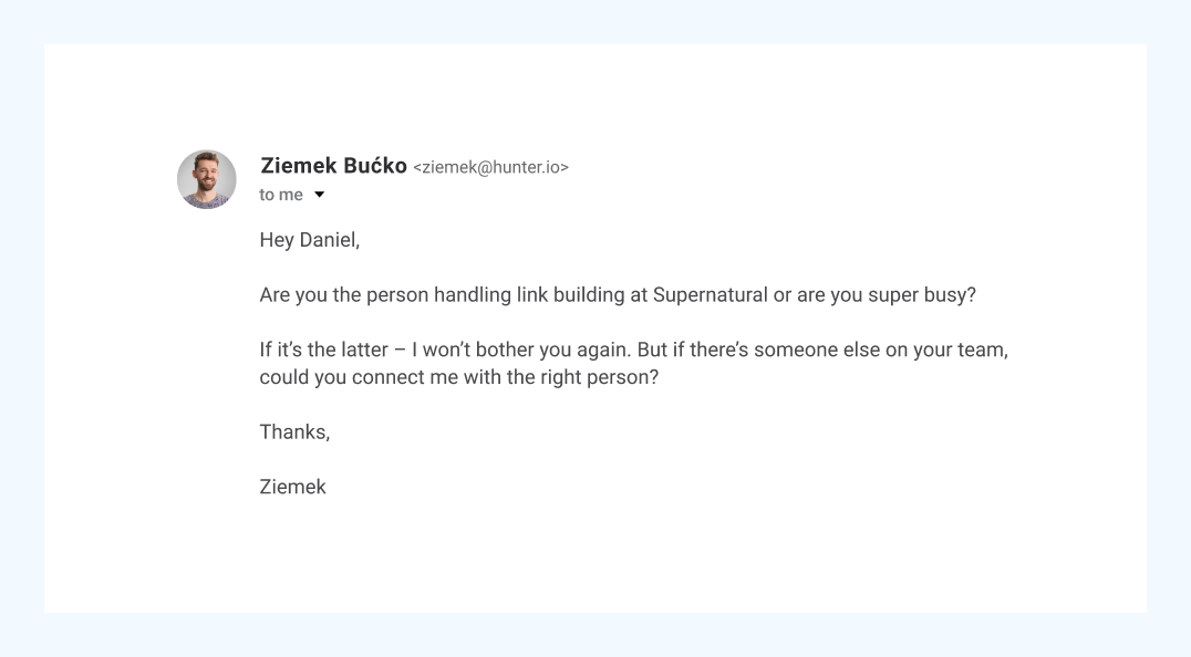 a cold email making a concession from the initial ask, thus evoking reciprocity